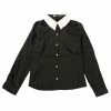 Allegra K Women's Work Contrast Collar Basic Satin Button Up Shirt
