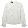 Allegra K Women's Puff Long Sleeve Panel Insert Work Ruffle Neck Top Blouse