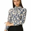 Allegra K Women's Lace Floral Semi Sheer Work Button Down Collar Shirt 1 Allegra K Women's Lace Floral Semi Sheer Work Button Down Collar Shirt