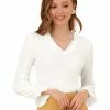 Allegra K Women's Ruffle V-Neck Vintage Solid Long Bell Sleeves Blouse