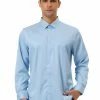 Allegra K Men's Dress Regular Fit Point Collar Long Sleeve Button Down Solid Shirts Tops