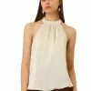 Allegra K Women's Keyhole Back Sleeveless Satin Halter Tank Blouse Tops 1 Allegra K Women's Keyhole Back Sleeveless Satin Halter Tank Blouse Tops