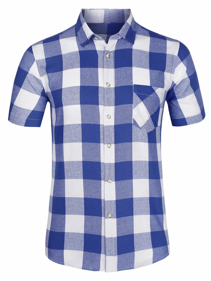 Allegra K Men's Plaid Shirt Short Sleeve Casual Regular Fit Button Down Point Collar Dress Shirts 3 Allegra K Men's Plaid Shirt Short Sleeve Casual Regular Fit Button Down Point Collar Dress Shirts