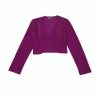 Allegra K Women's Elegant Crop Cardigan Long Sleeve Floral Lace Panel Knit Shrug Tops