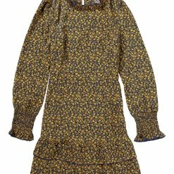 Allegra K Women's Floral Elegant Crew Neck A-Line Ruffle Layer Mini Dress