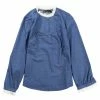 Allegra K Women's Denim Lace Frill Neck Puff Long Sleeve Chambray Blouse Top