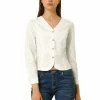Allegra K Women's V Neck Full Placket Long Sleeve Blouse