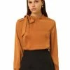 Allegra K Women's Elegant Satin Shirt Bow Tie Office Work Blouses Tops 1 Allegra K Women's Elegant Satin Shirt Bow Tie Office Work Blouses Tops