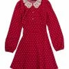 Allegra K Women's Heart Print Peter Pan Collar Valentine's Day Long Sleeve Mini Dress