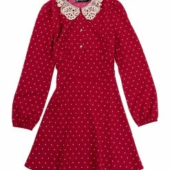 Allegra K Women's Heart Print Peter Pan Collar Valentine's Day Long Sleeve Mini Dress