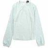 Allegra K Women's Dots Tops Crew Neck Long Sleeves Hollow Out Elegant Blouses