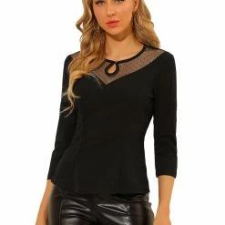 Allegra K Women's Knit Crop Top Long Sleeve Self Tie Front Cardigan