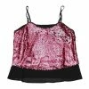 Allegra K Women's Sleeveless Crop Camisole Contrast Panel Sequin Vest Chiffon Tank Tops