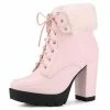 Allegra K Women's Platform Foldable Chunky Heels Lace Up Ankle Boots 2 Allegra K Women's Platform Foldable Chunky Heels Lace Up Ankle Boots