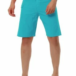 Allegra K Men's Board Shorts Solid Color Elastic Waist Drawstring Beach Swimwear Shorts