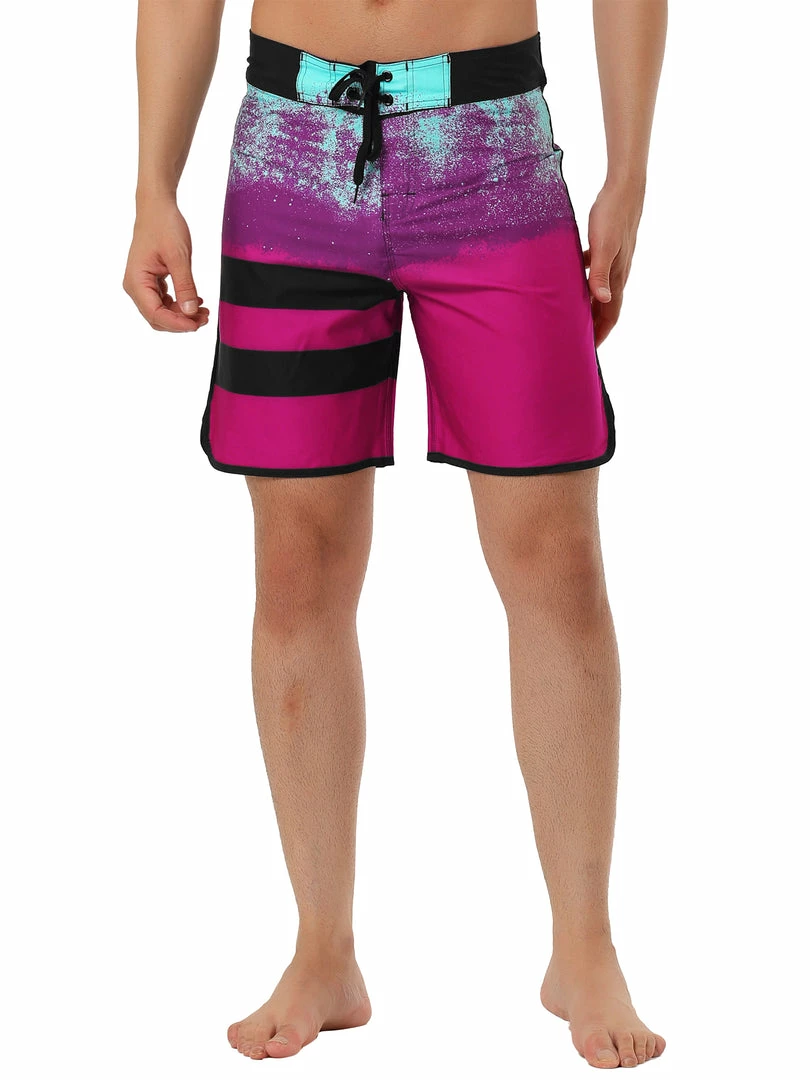 Allegra K Men's Board Shorts Summer Color Block Striped Drawstring Waist Swimwear Shorts 3 Allegra K Men's Board Shorts Summer Color Block Striped Drawstring Waist Swimwear Shorts