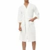 Allegra K Men's Waffle Bathrobe Solid Color Sleepwear 3/4 Sleeves Kimono Spa Robe