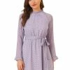 Allegra K Women's Heart Bell Sleeve Elastic Waist Ruffled Chiffon Mini Dress