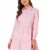 Allegra K Women's Babydoll Shirt Dress Cotton Button Front Dress