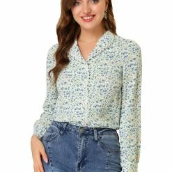 Allegra K Women's Vintage Floral Blouse Peter Pan Collar Shirt