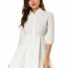 Allegra K Women's Elegant Work Office 3/4 Sleeve Tiered Dress