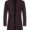 Allegra K Coats & Outerwear Men's Winter Coat Notch Lapel Single Breasted Two Button Long Outwear Jacket Overcoat