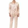 Allegra K Men's Satin Pajama Sets Long Sleeves Button Down Nightwear Sleepwears Loungewear Pjs