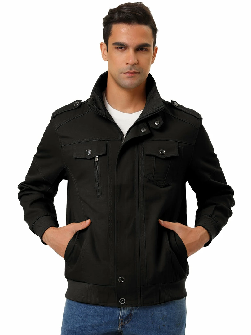 Allegra K Men's Windbreaker Stand Collar Zip Up Multi Pockets Cargo Jackets 3 Allegra K Men's Windbreaker Stand Collar Zip Up Multi Pockets Cargo Jackets