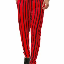 Allegra K Men's Business Striped Pants Color Block Drawstring Slim Fit Dress Trousers