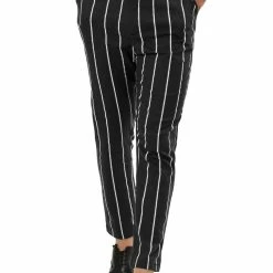 Allegra K Men's Dress Stripe Pants Slim Fit Flat Front Business Suit Trousers Pencil Pants