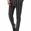 Allegra K Men's Dress Striped Pants Slim Fit Flat Front Business Prom Pencil Trousers