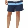 Allegra K Men's Swim Shorts Summer Striped Color Block Drawstring Waist Beach Board Shorts