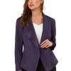 Allegra K Women's Faux Suede Jacket Open Front Lapel Draped Outwear Cardigan