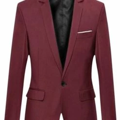 Allegra K Men's Dress Slim Fit Blazer Single Breasted One Button Business Suit Sports Coat