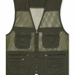 Allegra K Men's Cargo Vest Lightweight Zipper Mesh Safari Sleeveless Jacket With Pockets