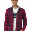 Allegra K Men's Fleece Lined Plaid Thicken Long Sleeve Winter Checked Shirt Jacket
