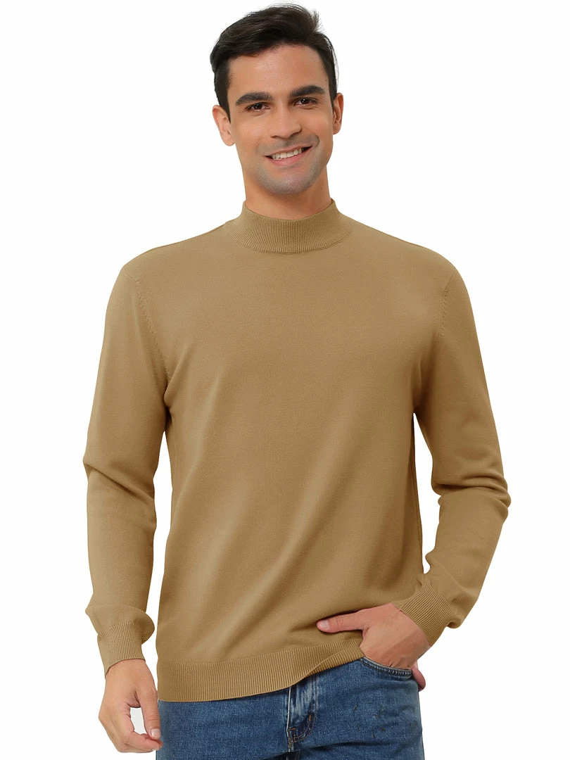 Allegra K Tops Men's Slim Fit Mock Turtleneck Neck Knit Pullover Lightweight Long Sleeves Basic Sweaters 3 Allegra K Tops Men's Slim Fit Mock Turtleneck Neck Knit Pullover Lightweight Long Sleeves Basic Sweaters