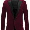 Allegra K Men's Velvet Blazer One Button Party Prom Tuxedo Dinner Suit Jacket Sports Coat
