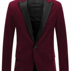 Allegra K Men's Velvet Blazer One Button Party Prom Tuxedo Dinner Suit Jacket Sports Coat
