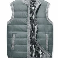 Allegra K Men's Winter Puffer Vest Quilted Zipper Sleeveless Plush Lined Jacket Outdoor