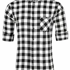 Allegra K Men's Plaid Flannel Shirt Brushed Casual Long Sleeve Button Down Check Shirt