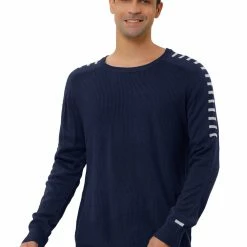 Allegra K Men's Casual Rib Knit Sweater Crew Neck Long Sleeve Ribbed Knitted Pullover Top