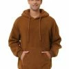 Allegra K Men's Fuzzy Sherpa Fleece Pullover Hoodie Long Sleeves Winter Hooded Sweatshirt Outwear With Pocket