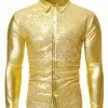 Allegra K Men's Shiny Sequins Shirt Slim Fit Long Sleeves Button Down Disco Party Shirt 2 Allegra K Men's Shiny Sequins Shirt Slim Fit Long Sleeves Button Down Disco Party Shirt
