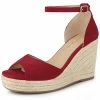 Allegra K Women's Espadrille Platform Ankle Strap Wedge Heel Sandals Shoes