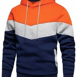 Allegra K Men's Novelty Color Block Hoodies Casual Plush Lined Pullover Sweatshirt With Pocket