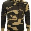 Allegra K Men's Plush Lined Camo Hoodies Long Sleeves Camouflage Printed Pullover Sweatshirt With Pocket