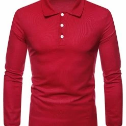 Allegra K Men's Casual Long Sleeves Polo Shirts Regular Fit Solid Golf Shirt
