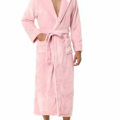 Allegra K Men's Hooded Robe Plush Full Length Contrast Long Bathrobe With Pockets