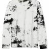 Allegra K Men's Tie Dye Sweatshirt Long Sleeves Color Block Round Neck Printed Pullover
